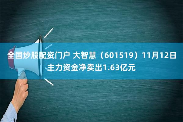 全国炒股配资门户 大智慧（601519）11月12日主力资金净卖出1.63亿元